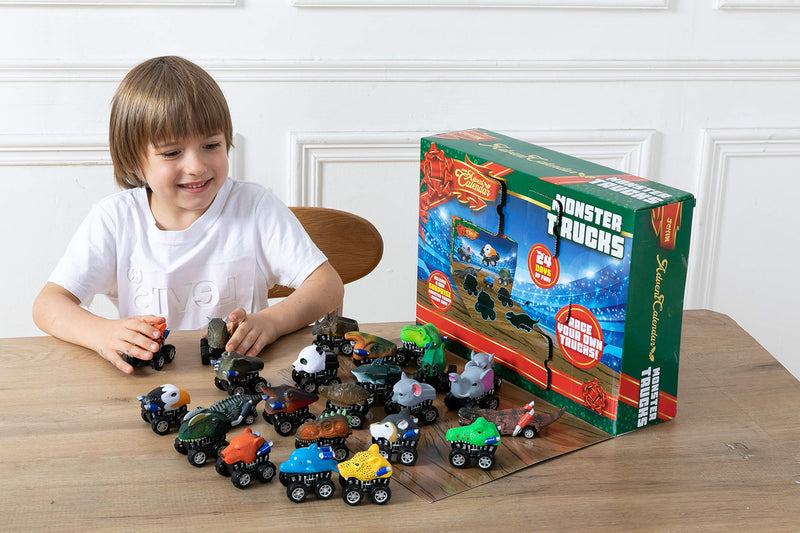 Monster Jam Mini Holiday Advent Calendar, 24 Days of Mini Monster  Trucks and Accessories, 1:87 Scale, Kids Toys for Boys and Girls Ages 3 and  up : Toys & Games