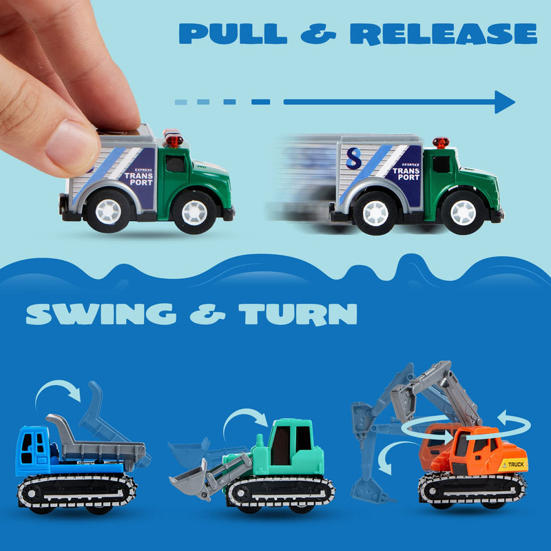 Pull Back City Cars And Trucks Toy Vehicles Set, 25 Pcs