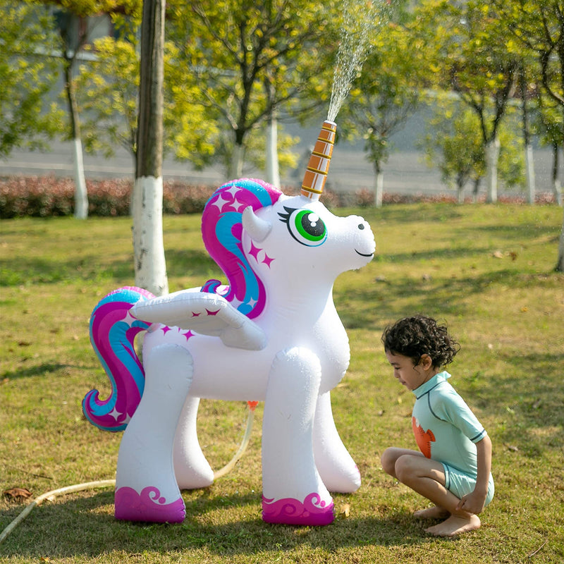 SLOOSH - 4 ft. Inflatable Rainbow Unicorn Yard Sprinkler (Pink)