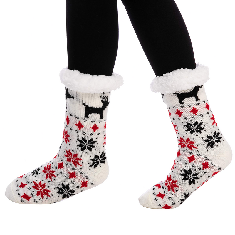 2 Piece Women's Fleece Lining Fuzzy Soft Slipper Socks