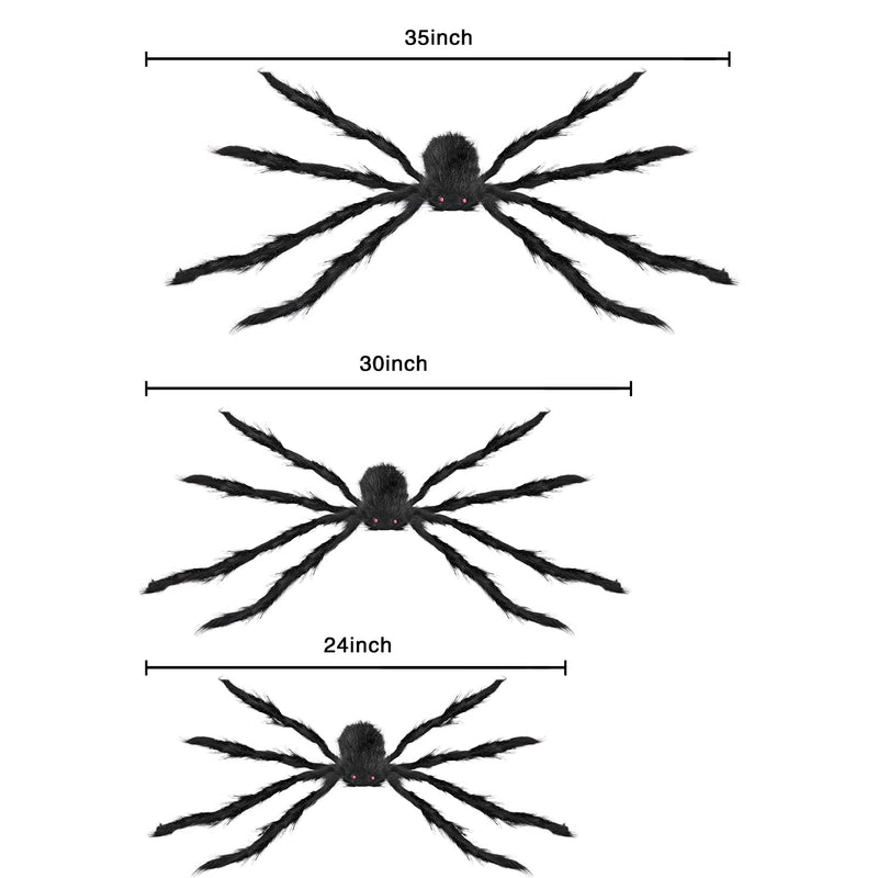 Halloween Realistic Hairy Spiders, 5 Pack