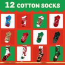 12 Days Advent Calendar - Socks, 12 Packs (Santa, Snowman, Reindeer, Gingerbread Man)