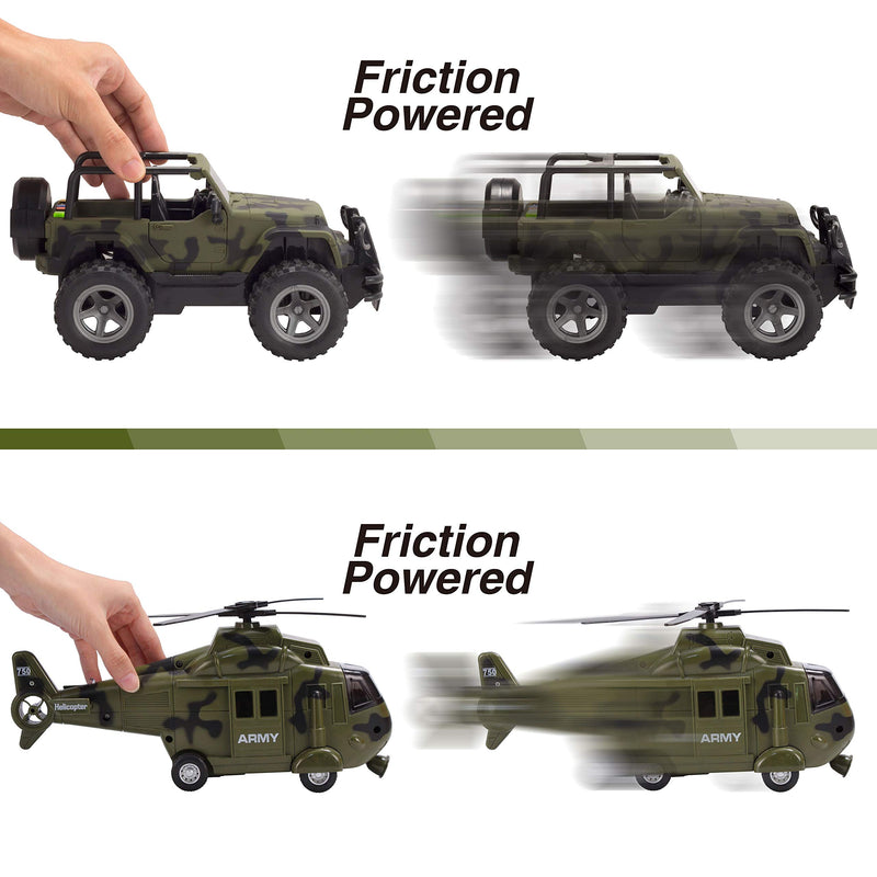 2 Pack Friction Powered Realistic Military Vehicle
