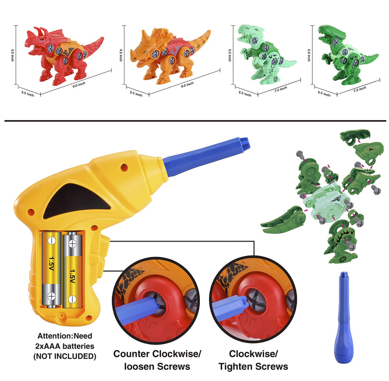 Take Apart Dinosaurs In Egg with Electric Drill, 4 Pack