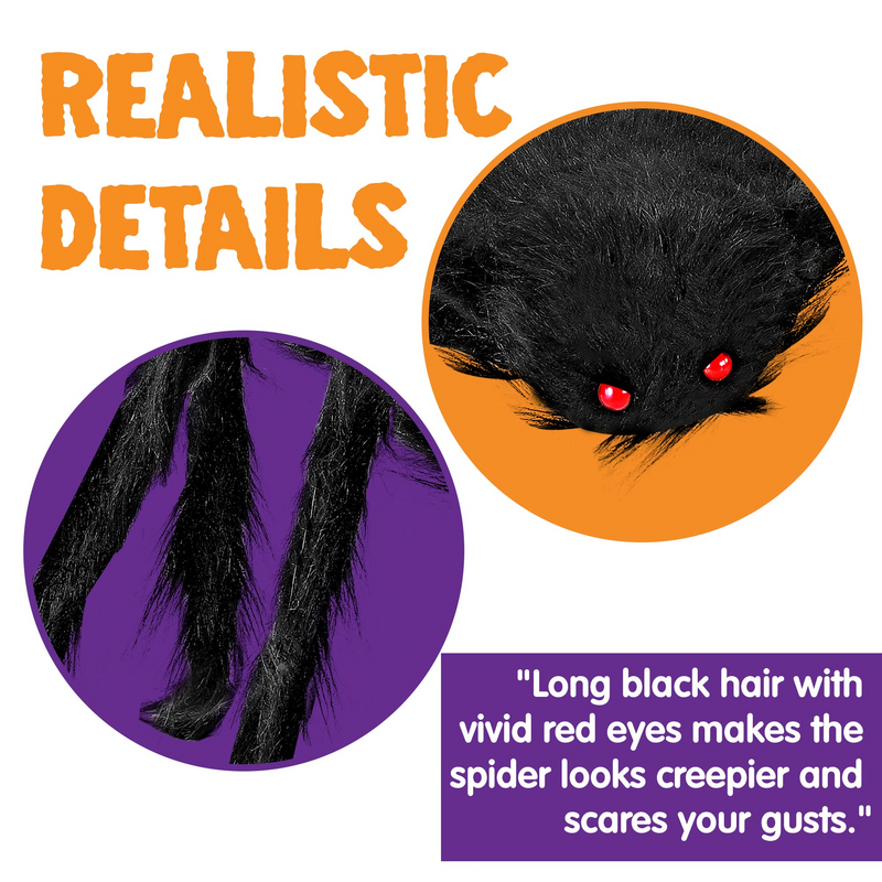 Black Hairy Spiders, 4 Pack