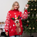 Adult Christmas Reindeer Long Ugly Sweater with Light Bulbs