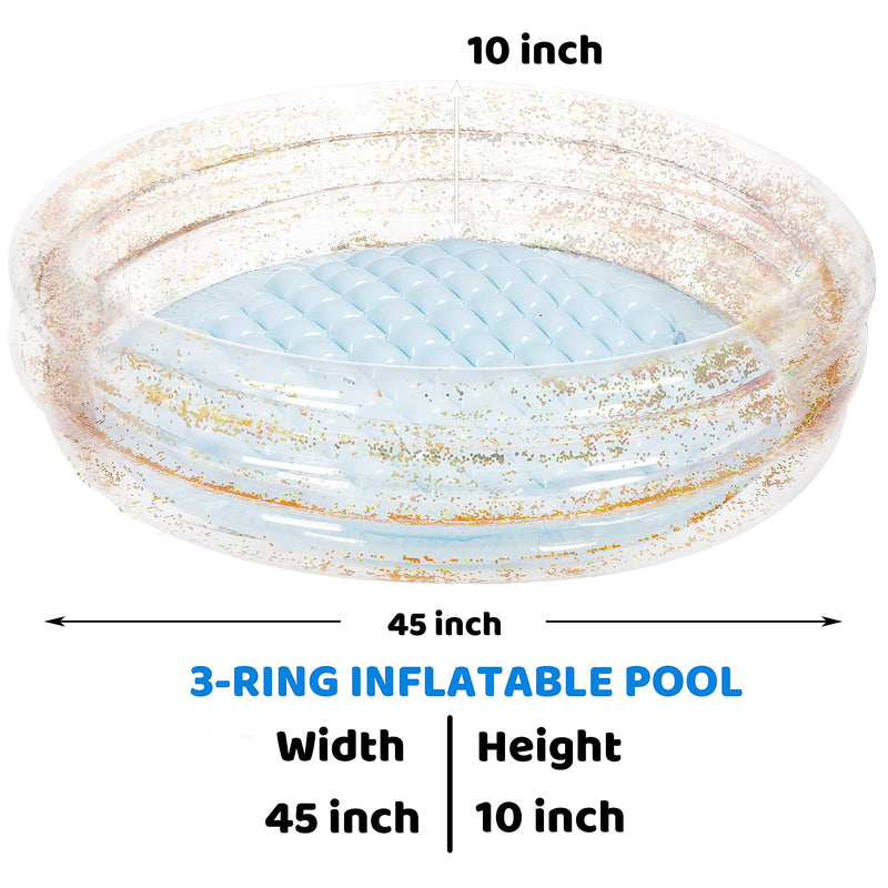 SLOOSH - Inflatable Transparent Glitter Swimming Pool, 2 Pack