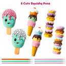 6Pcs Squishy Pen with Valentines Day Cards for Kids-Classroom Exchange Gifts