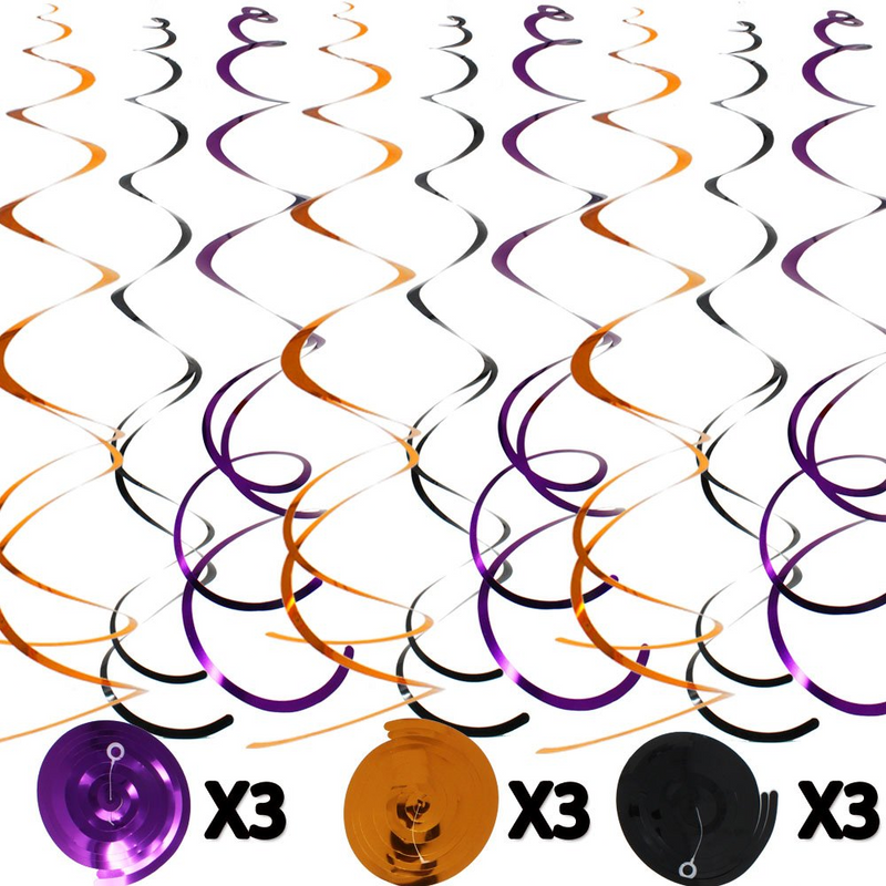 Halloween Party Colorful Swirls And Wall Decorations Set