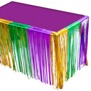 Mardi Gras Fringe Curtains Table Skirt with Garland