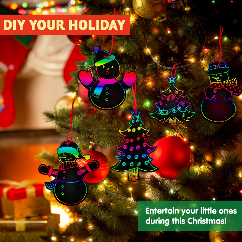 Rainbow Color Scratch Christmas Ornaments