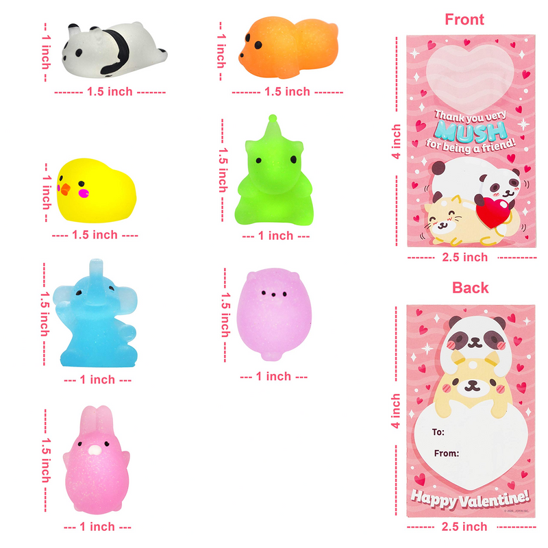 28Pcs Glitter Squishy Toys with Valentines Day Cards for Kids-Classroom Exchange Gifts