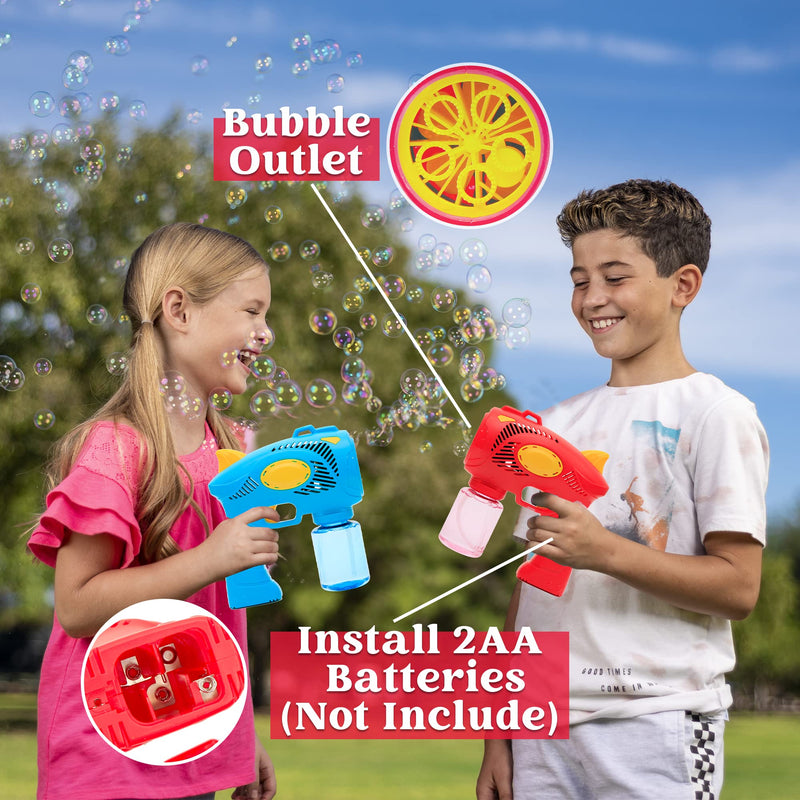 2 Pack Bubble Guns (Red & Blue) with Bubble Solution
