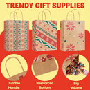 24Pcs Christmas Kraft Gift Bags with Assorted Christmas Prints