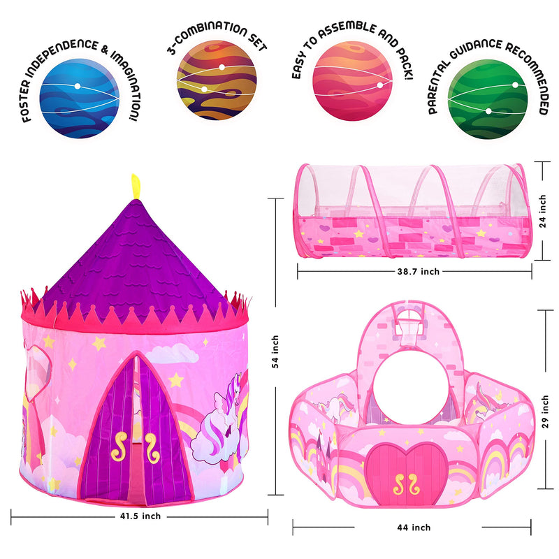 Unicorn Design Premium Tent with Tunnel and Playground Set