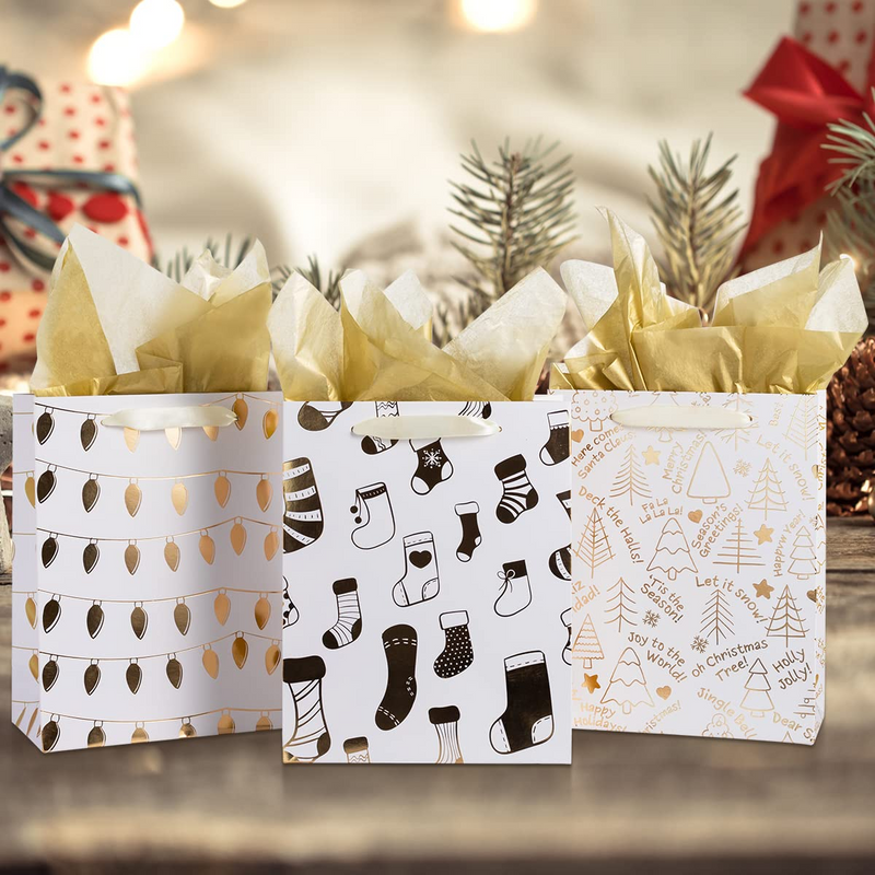 Gold Foil Gift Bags, 18 Pcs