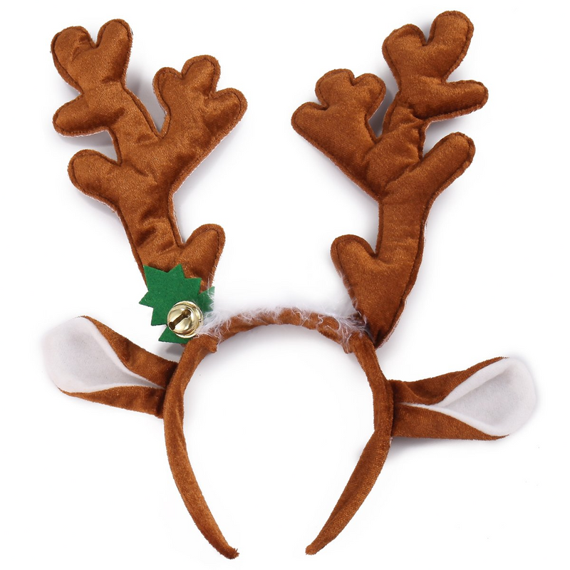Reindeer Headband Set With Led Red Nose And Gold Glasses