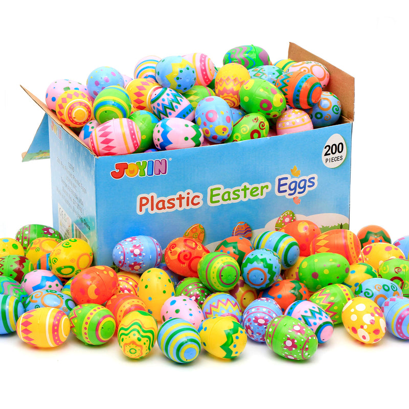 200Pcs Printed Plastic Easter Egg Shells 2.3in