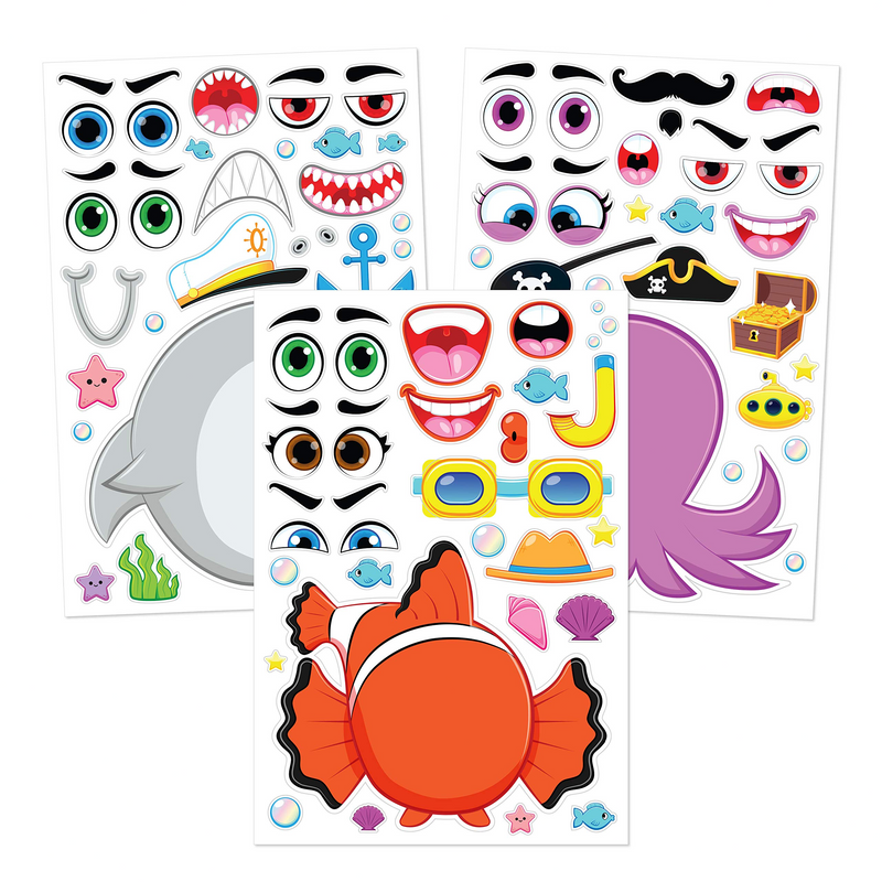 10in Animal Mix and Match Sticker Sheets, 36 Pcs