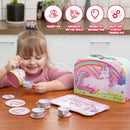 Unicorn Tin Teapot Set With Mermaid Case, 14 Pcs