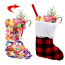 5in Red Black Buffalo Plaid Christmas Stockings, 12 pack