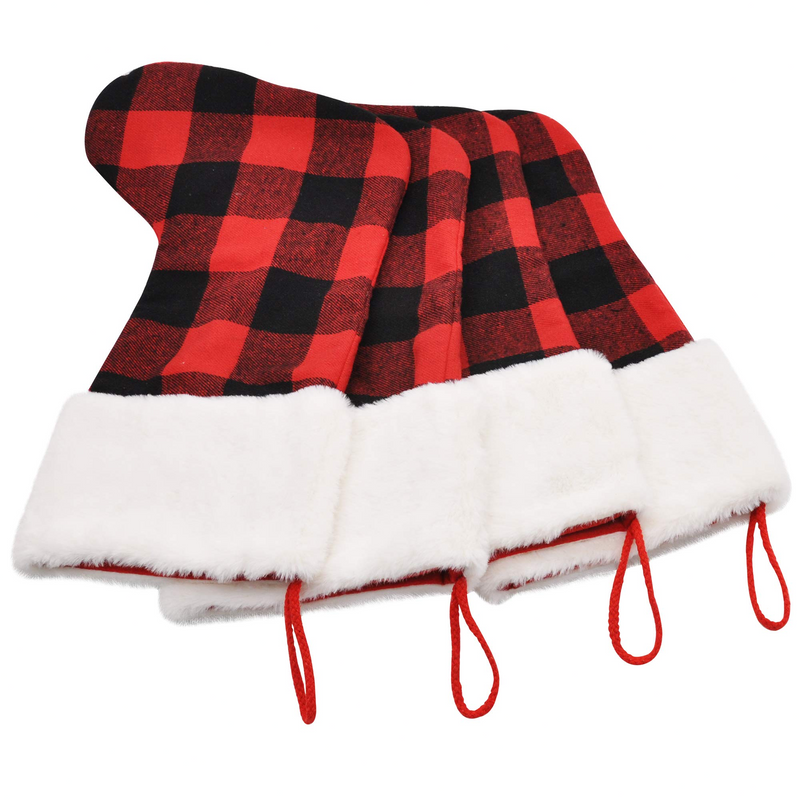 4 Pcs Buffalo Plaid Christmas Stockings