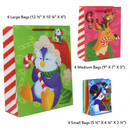Christmas Bags Set With Wrapping Papers And Tissue Papers, 36 Pcs