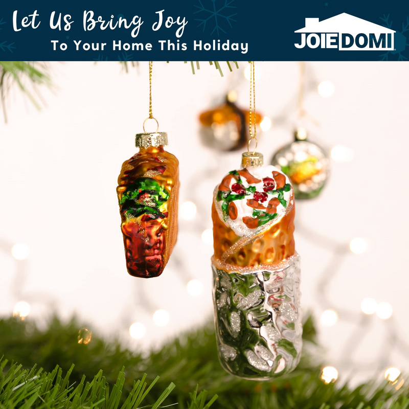 Christmas Glass Blown Ornament Taco and Burrito Set