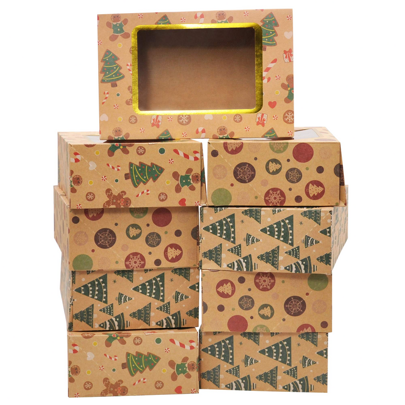 Christmas Foil Cookie Kraft Pattern Gift Box, 24 Pcs
