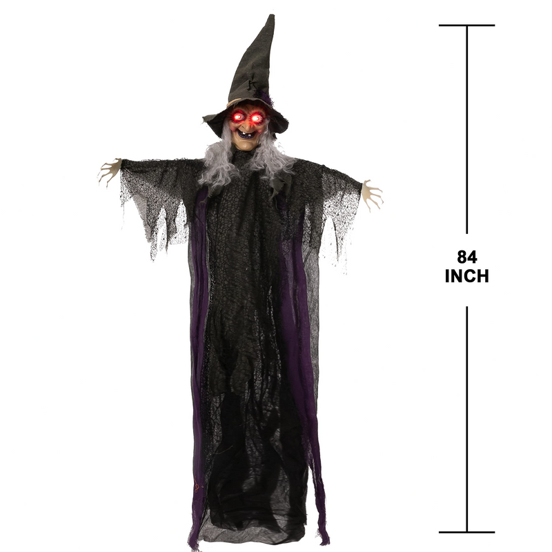 84in Hanging Animated Talking Witch with Round Eyes