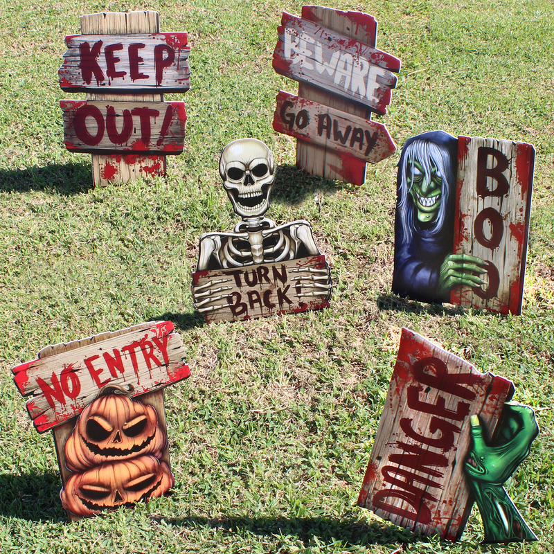 Halloween Yard Stake Warning Sign