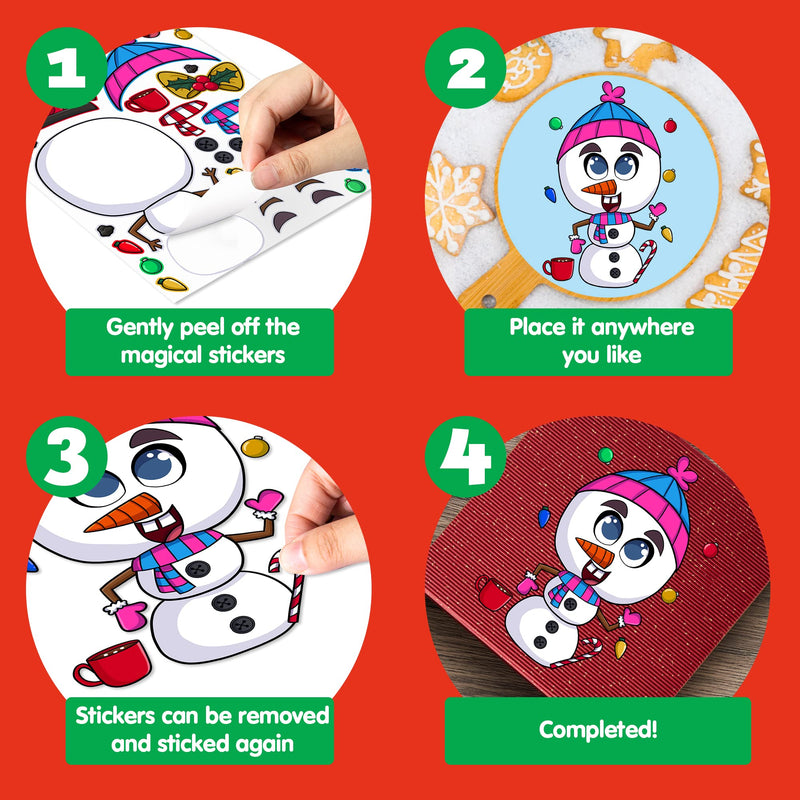 Make-a-face Christmas Sticker in 6 Designs, 36 Pcs