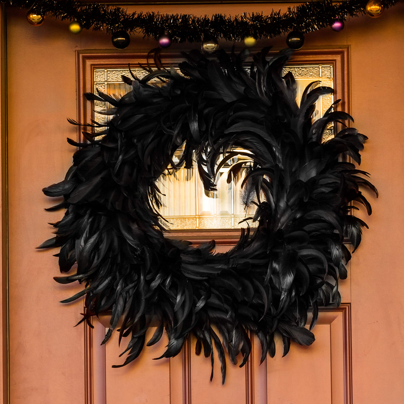 Natural Feathers Wreath In Black