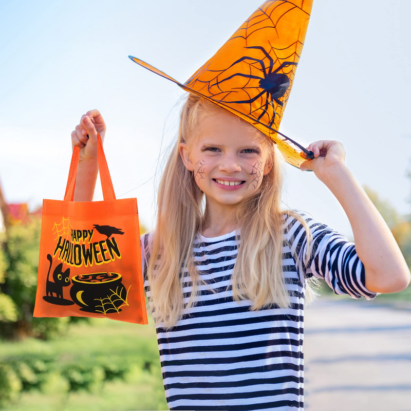 Halloween Non-Woven Colorful Tote Gift Bags, 32 Pcs