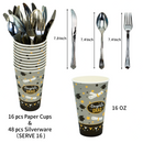 2pcs Table Cover + Cup + Plate + Napkin + Silverware (Serve 16)