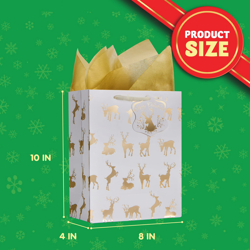 24Pcs Christmas Foil Gold Gift Bags