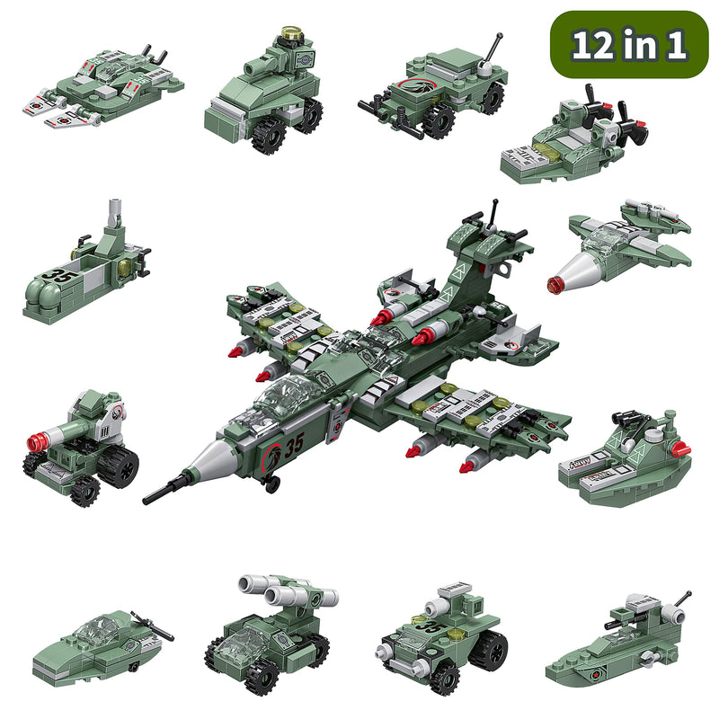 24 Days Construction Vehicle and Military Fighter Building Blocks Advent Calendar