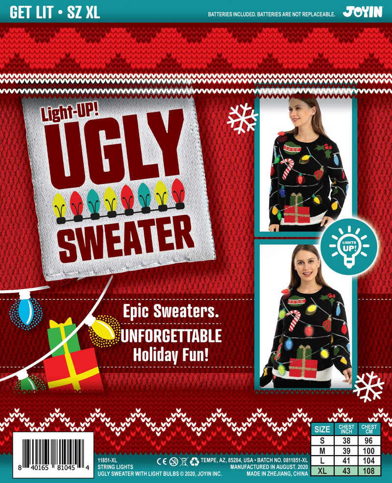 String lights ugly sweater with light bulbs (Women)