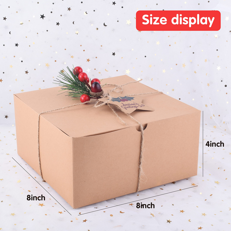 Kraft Paper Assorted Gift Set of Boxes with Grass Twines, 16 Pcs