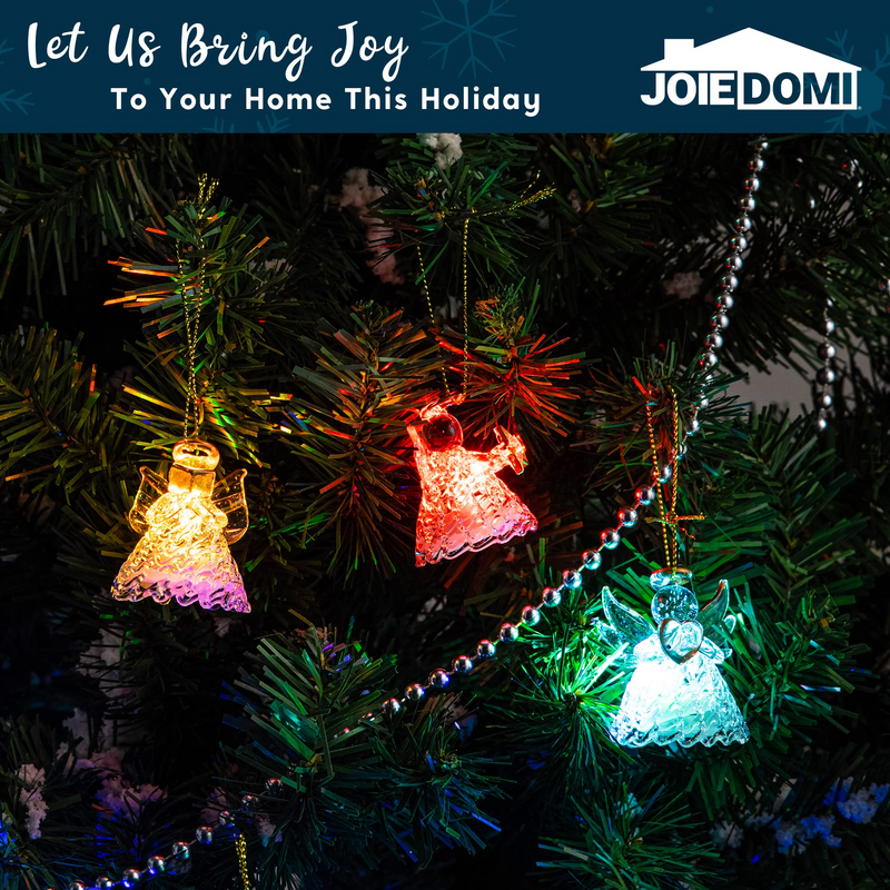 Spun Glass Angel Ornaments With Led Lights, 12-piece Set