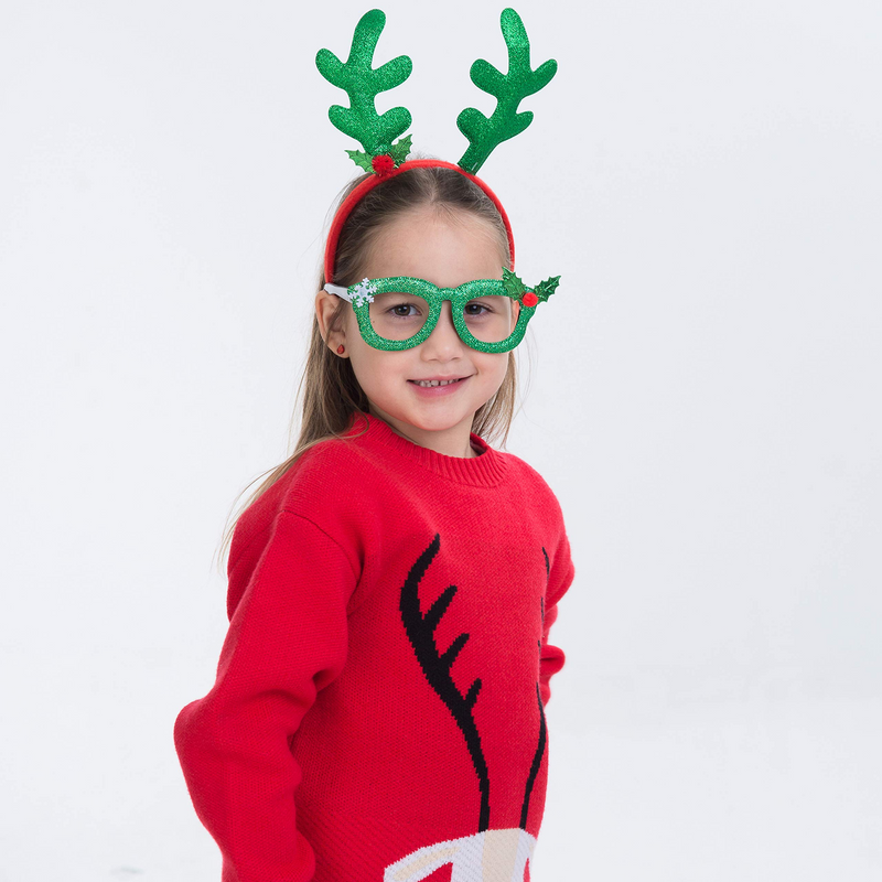 Reindeer Headbands (6 Pcs) with Glass Frames (6 Pcs), 12 Pcs