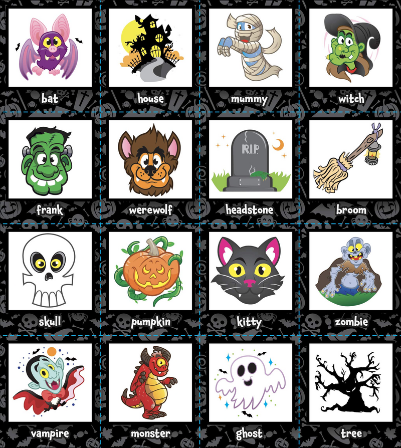 Halloween Bingo Game With 32 Cards