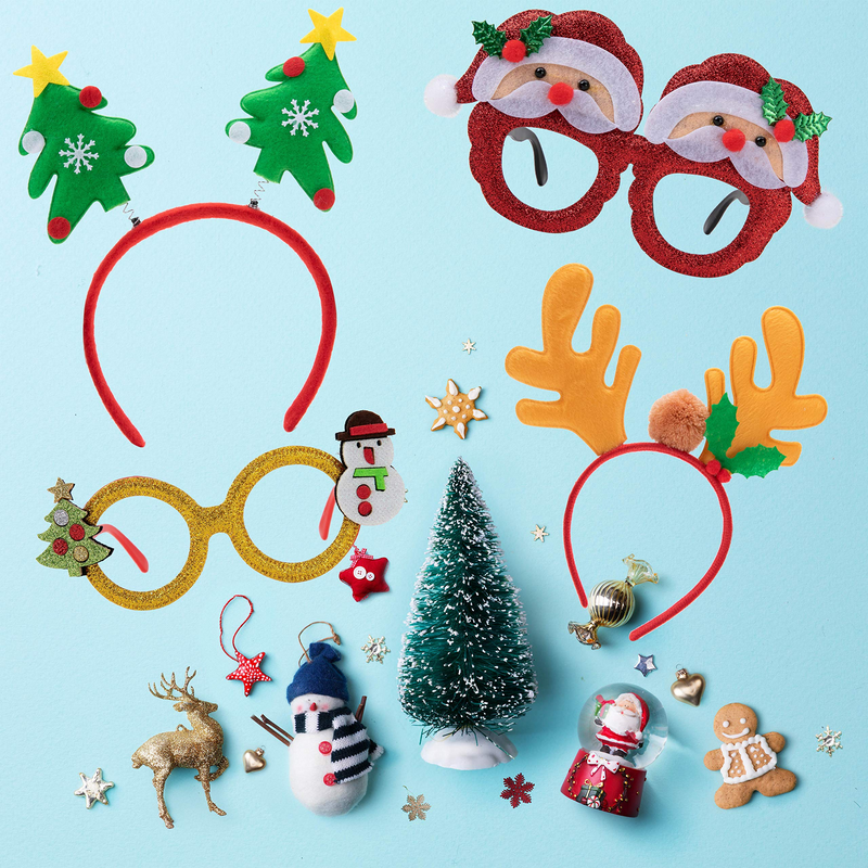 12 Piece Christmas Headbands and Glasses Frames Bundle Set