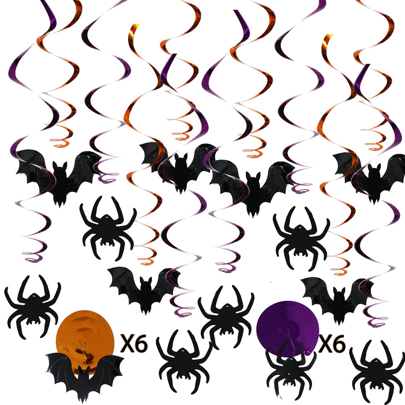 Halloween Party Colorful Swirls And Wall Decorations Set