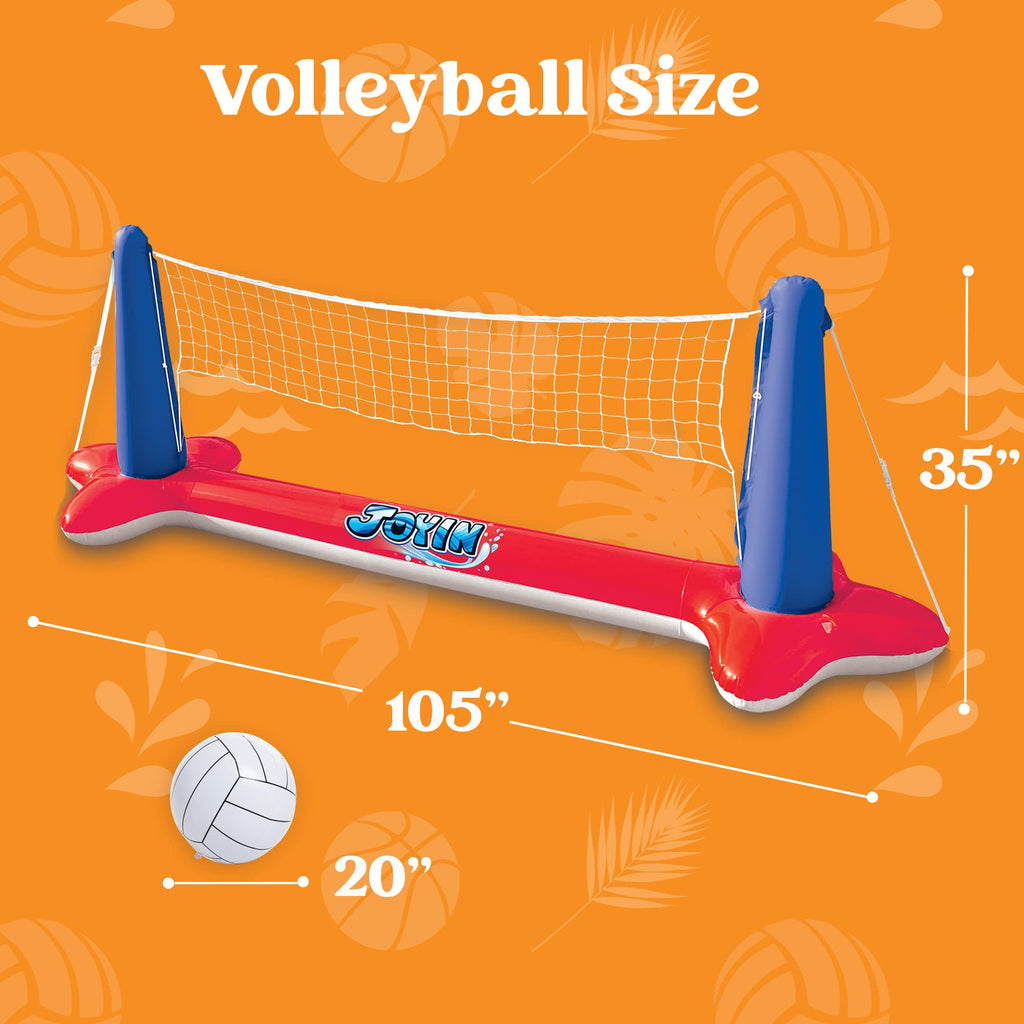 SLOOSH - Inflatable Volleyball Net & Basketball Hoops Red & Blue Pool