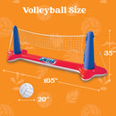 SLOOSH - Inflatable Volleyball Net & Basketball Hoops Red & Blue Pool Float Set