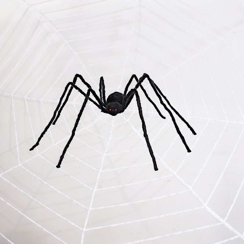 60" Realistic Hairy Halloween Spider With Red Led Eyes