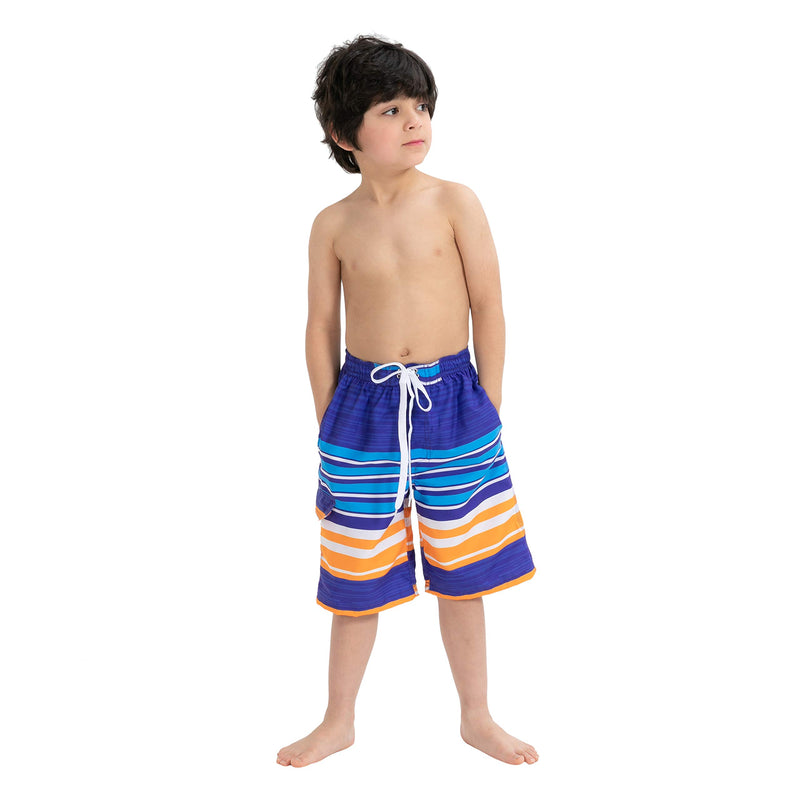 Kids Swim Trunk (Blue & Orange Stripe)