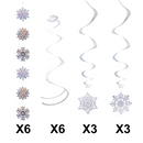 Snowflake Hanging Swirls and Strings Decoration, 18 Pcs