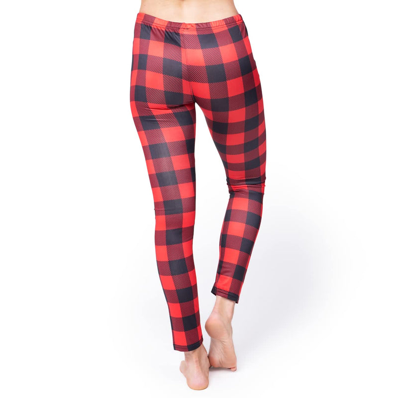 Adult Women Christmas Leggings Red Black Buffalo